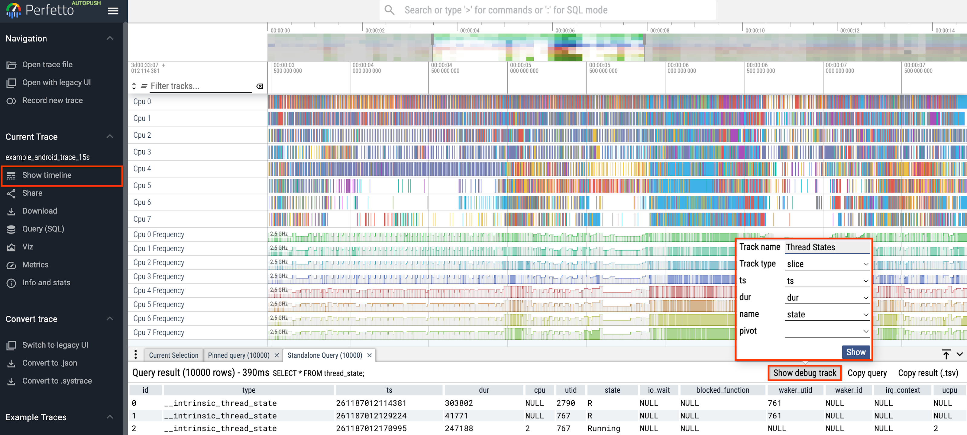 Create a new debug slice track