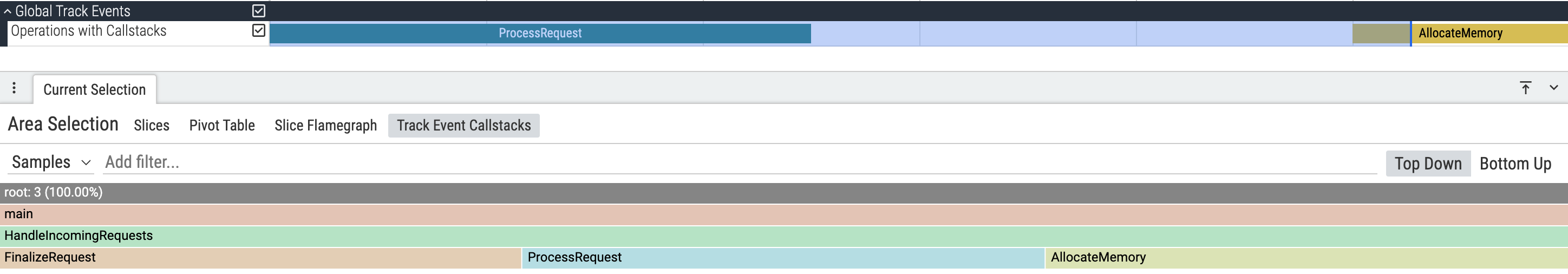 Inline Callstacks Area Select