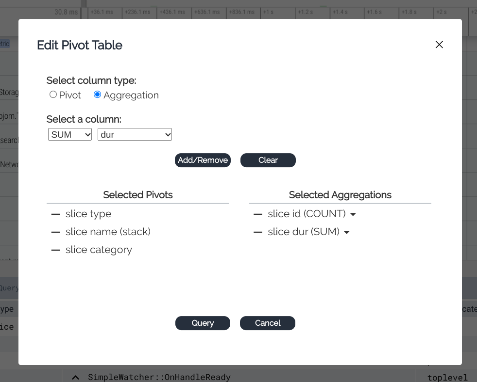 Pivot table editor